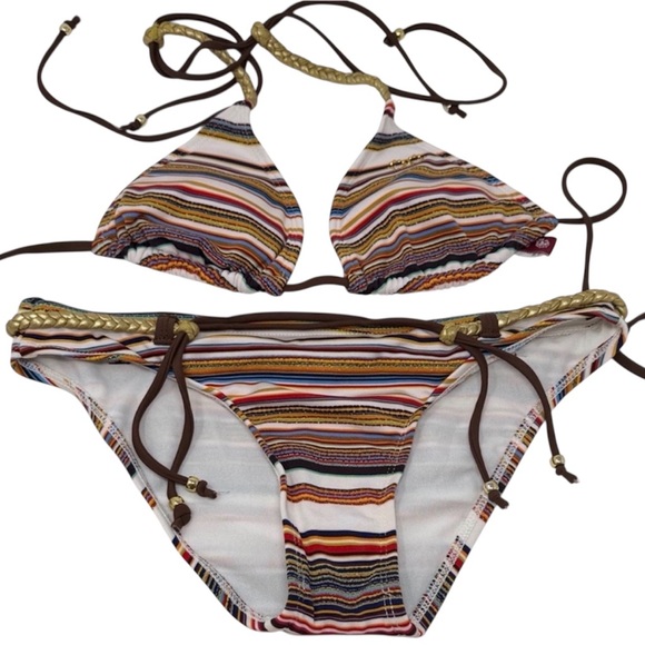 Guess Other - Guess USA Striped Multicolor Triangle Bikini Set Size M